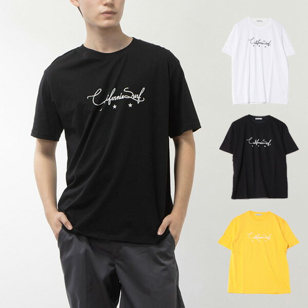 Rakuten - Tシャツ カットソー 半袖 クルーネック ロゴ プリント コットン 綿100％ トップス ユニセックス メンズ ホワイト ブラック イエロー