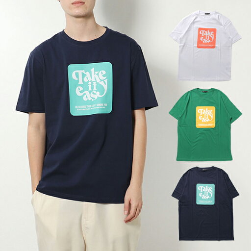Tシャツ カットソー 半袖 プリント ロゴ クルーネック コットン ユニセックス メンズ トップス ホワイト グリーン ネイビー Tシャツ カットソー 半袖 プリント ロゴ クルーネック コットン ユニセックス メンズ トップス ホワイト グリーン ネイビー