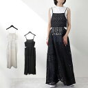 キャミソールワンピース ワンピース レース ロング マキシ フレア パッチワーク レディース ホワイト ブラック