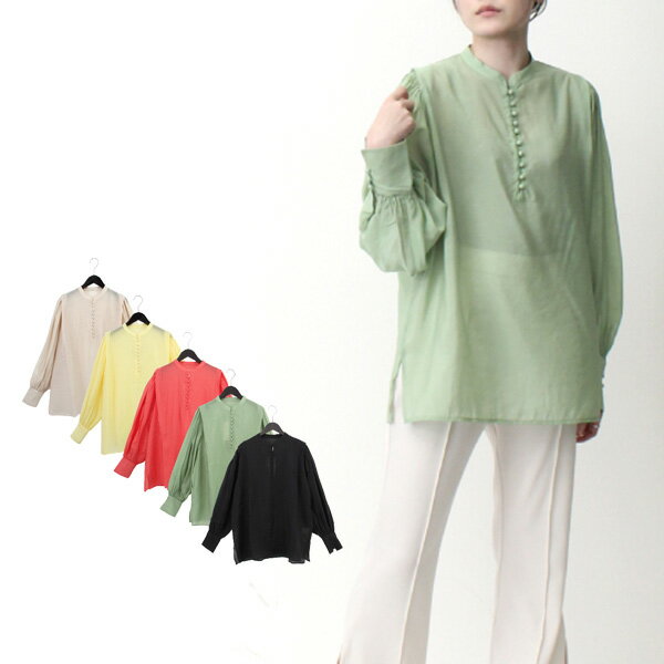 シャツブラウスシアーボリュームスリ...