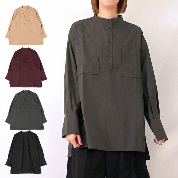 シャツブラウスバンドカラーチュニッ...