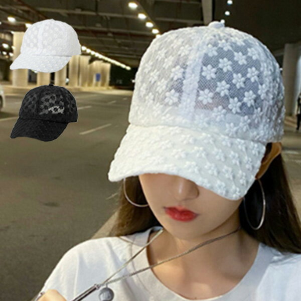【Rakuten Fashion THE SALE】キャップ 花柄 シースルー メッシュ 帽子 レディース ブラック ホワイト