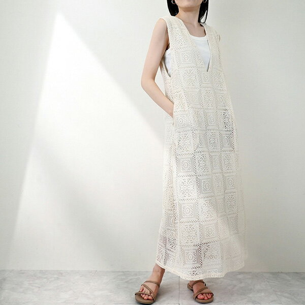 ジャンパースカート スカート Vネック レース ボトムス レディース ホワイト アイボリー ブラック