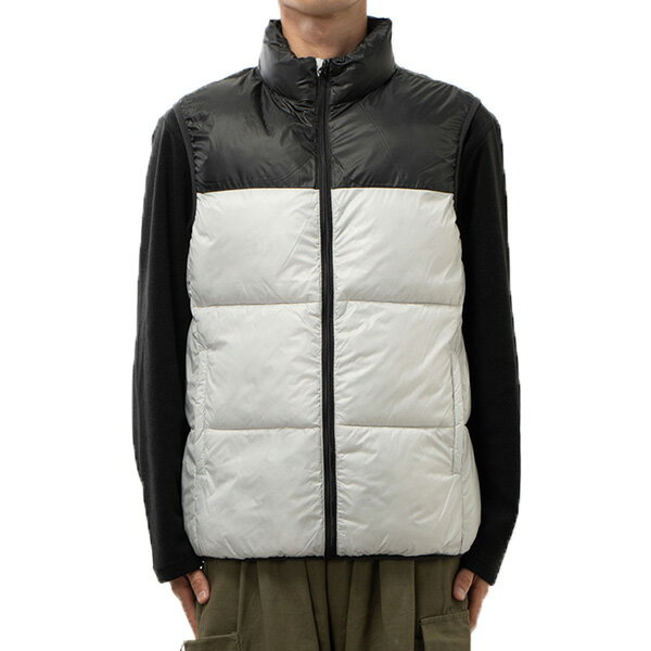 ダウンベスト　ベスト バイカラー スタンドカラー 無地 アウター ユニセックス メンズ ホワイト オレンジ タン カーキ ブラック