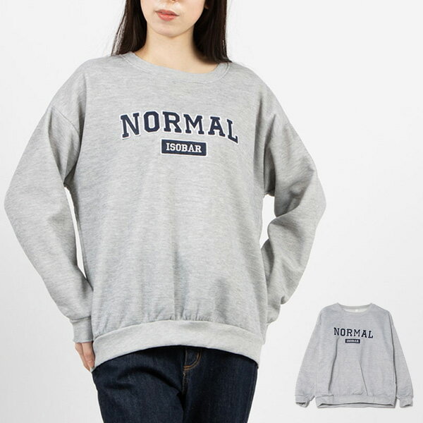 トレーナー スウェット　カットソー ロゴ クルーネック 長袖 トップス レディース グレー