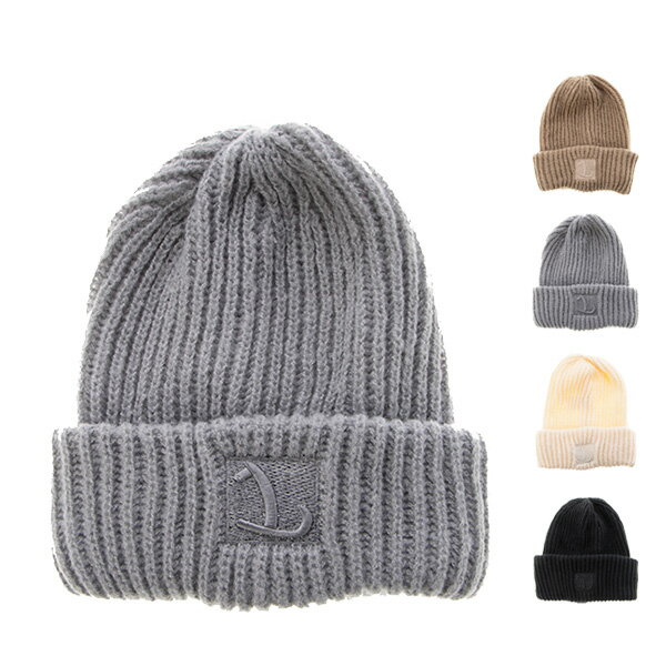 Rakuten - ニットキャップ ニット帽 無地 帽子 レディース オートミール オフホワイト グレー ブラック