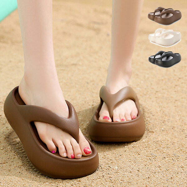 【Rakuten Fashion THE SALE】トングサンダル 厚底サンダル 歩きやすい シューズ 靴 レディース ブラック ホワイト ブラウン