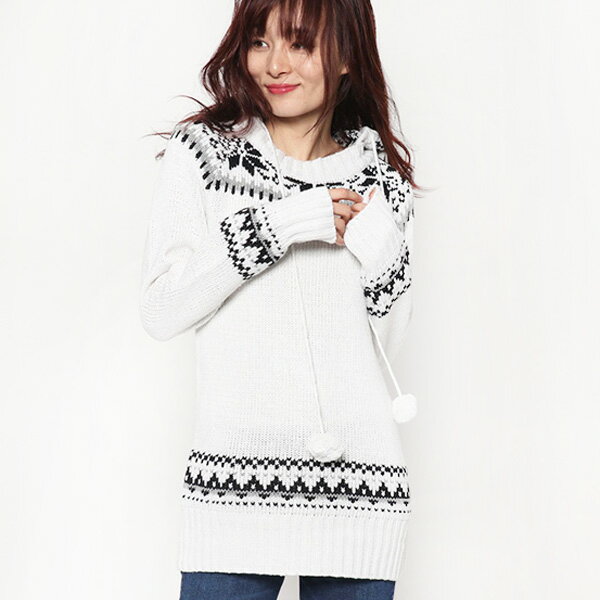 ワンピース ワンピ ボヘミアン フォークロア ノルディック バイカラー ニットワンピース コクーン チュニックワンピ レディース