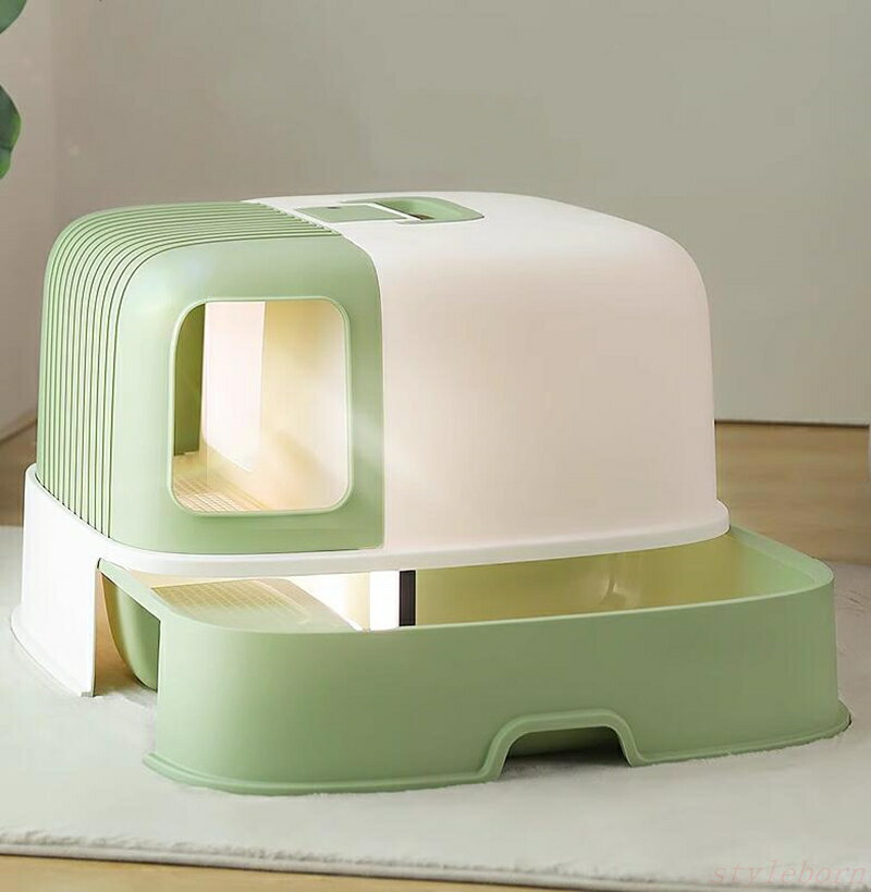 【】猫トイレ　ドーム型　猫用トイレ本体　清潔　掃除しやすい　飛び散らない　足に砂残らない　フルカ..