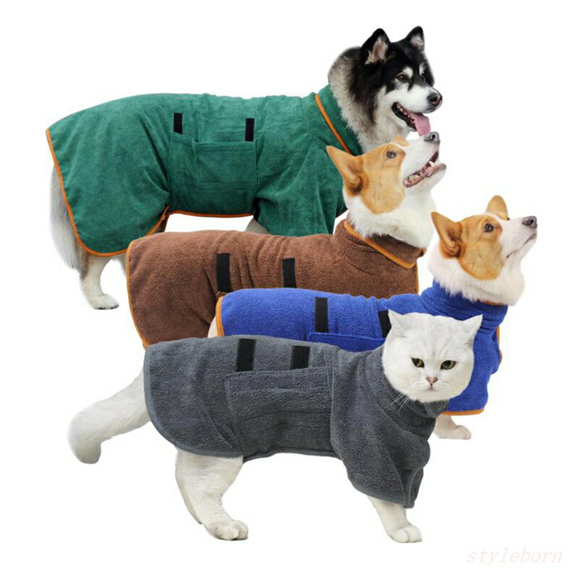 【】 犬用バスタオル ペット用バスローブ 超吸水 着れるバスタオル 犬 猫用 可愛い 猫用タオル 犬 猫 ..