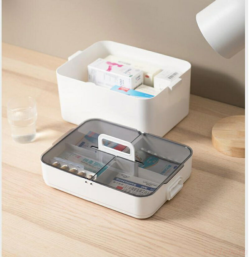 【】 薬箱 救急箱 おしゃれ 大容量 2層式 仕切り 裁縫箱 かわいい メイクボックス 収納箱 くすりばこ 医療箱 救急ボックス 薬入れ おくすり箱 きゅうきゅうばこ 家庭用 会社用 車載用 小物入れ ホワイト