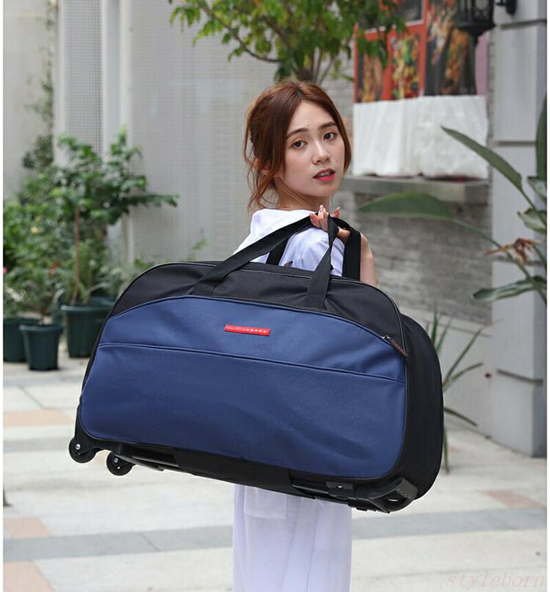 Rakuten - 2way キャスターバッグ キャリーバッグ 折りたたみ 大容量2輪 撥水加工 トロリーバッグ メンズ レディース 旅行 合宿 出張 旅行バッグ スーツケース