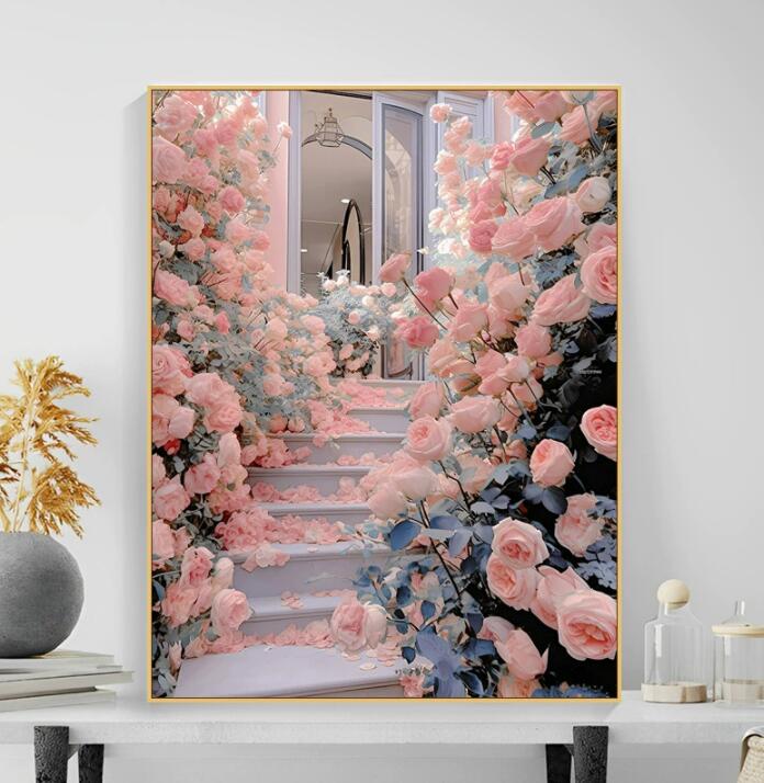 大人の塗り絵 油絵風 数字油絵 DIY 数字塗り絵 40x50cm 油絵 塗り絵 塗り絵セット 椿柄 風景画 数字 キ..