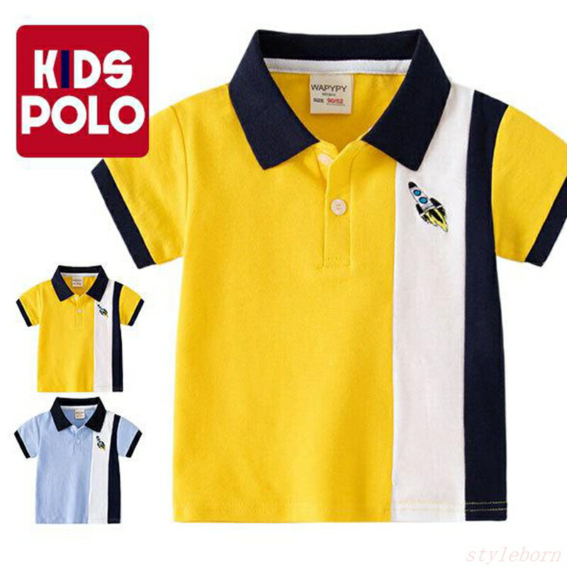 半袖 ポロシャツ POLO SHIRT キッズ 子供服 男の子 バイカラー 切り替え ボタンダウン  ...