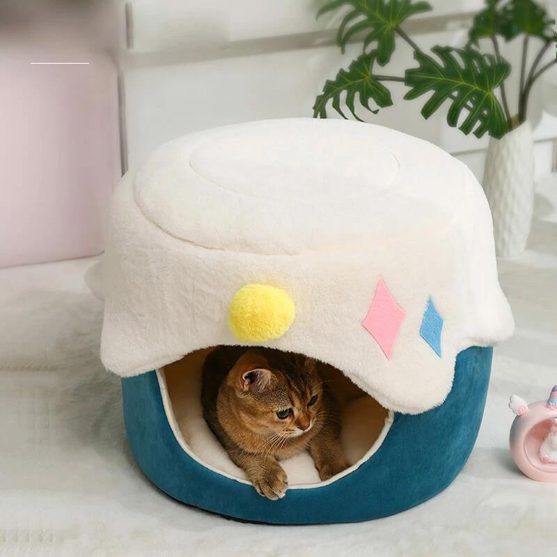 スタイルボーンの丸型ペットベッド ペットハウス 小型犬 ベッド ドーム 犬猫 犬ベッド 犬小屋 室内用 2WAY ドーム型 冬 大きい 洗える 滑り止め 暖かい 高級｜アングル3