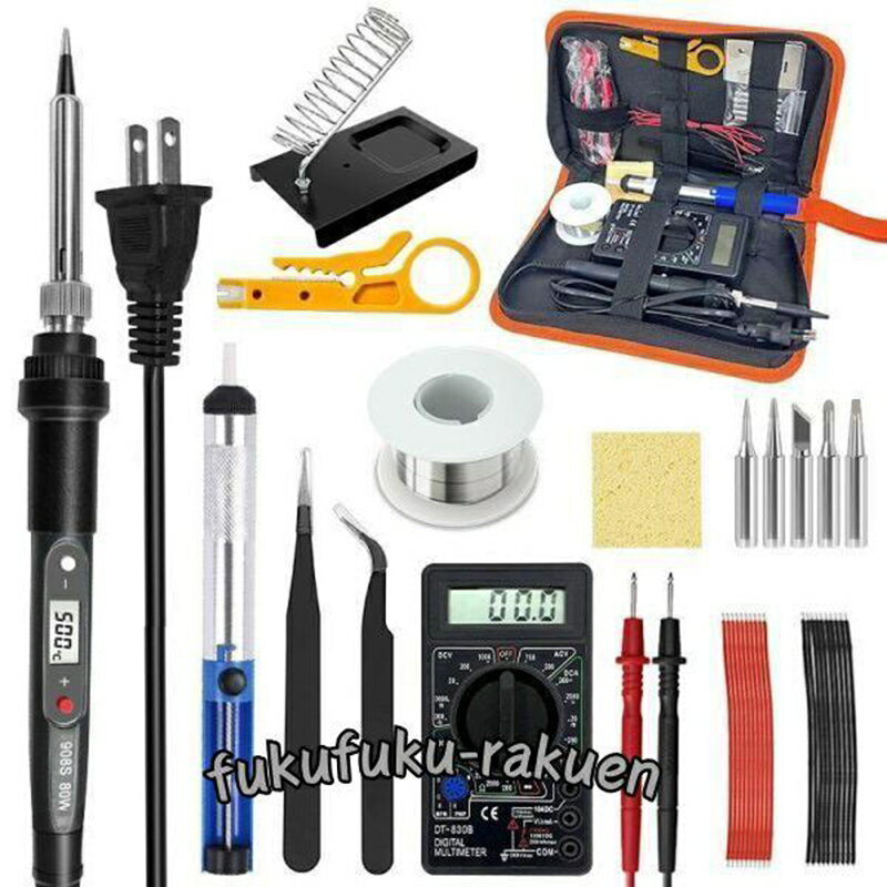 はんだごてセット デジタル LED表示 温度調節可 80W オンオフスイッチ付き MDM( 黒)