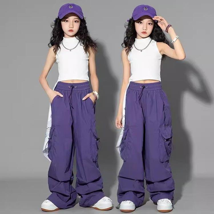 キッズ hiphop ジュニア服 団体服 K-pop ダンスパンツ ヒップホップ 舞台 演出服 ...