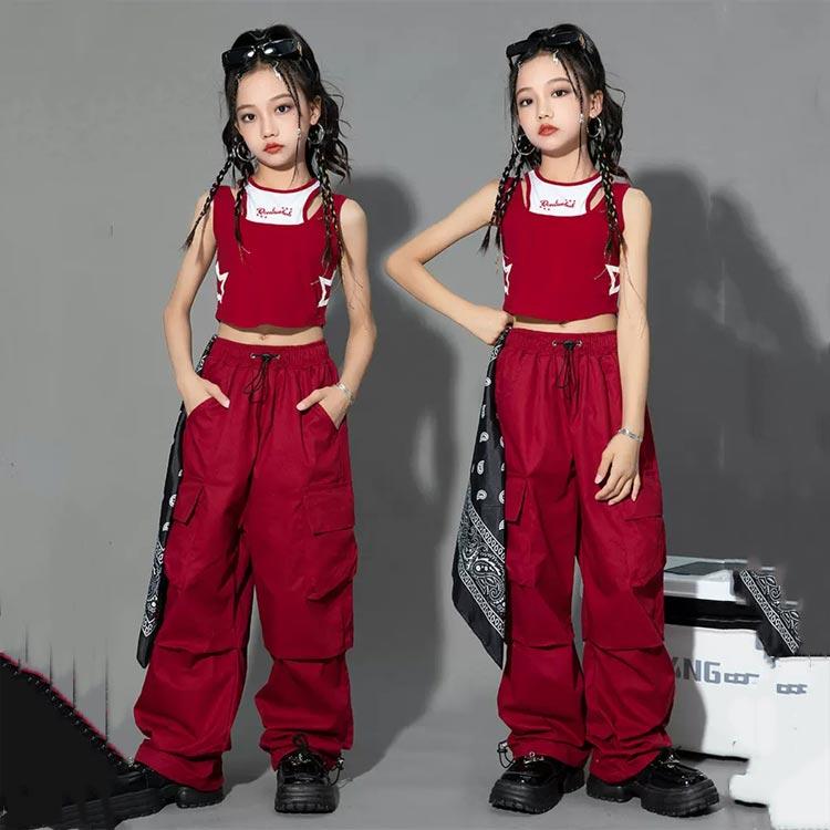 キッズ hiphop ジュニア服 団体服 K-pop ダンスパンツ ヒップホップ 舞台 演出服 ...