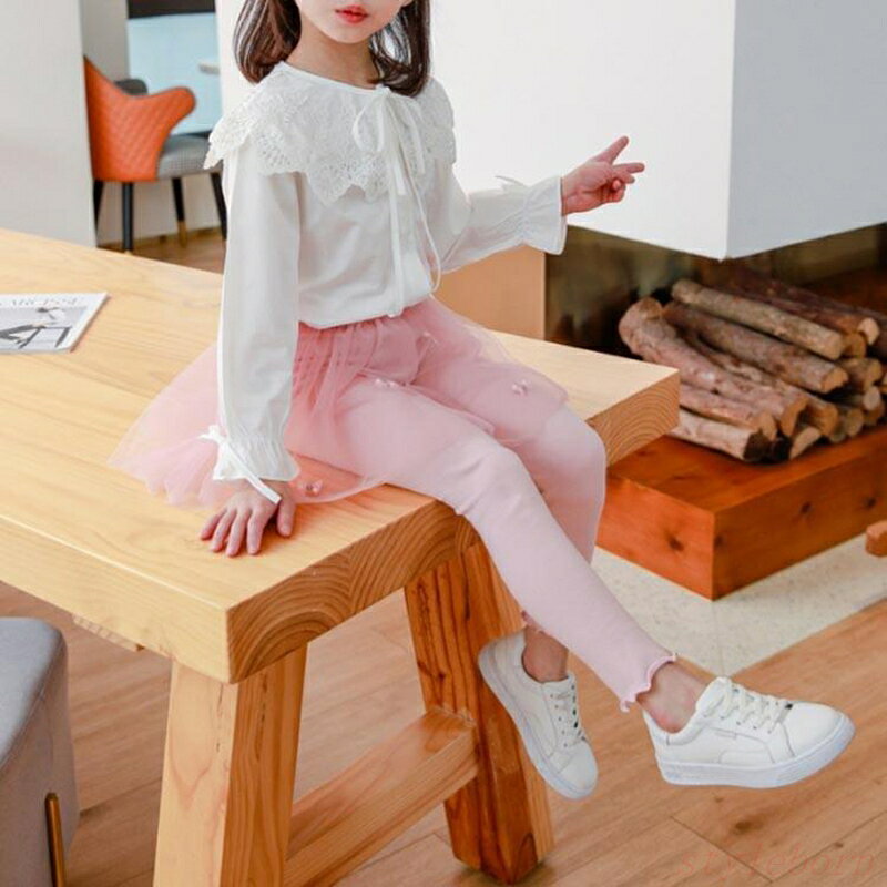 キッズ 可愛い リボン 薄手 スカート付きレギンス チュール 春夏 秋 レギパン 子供...