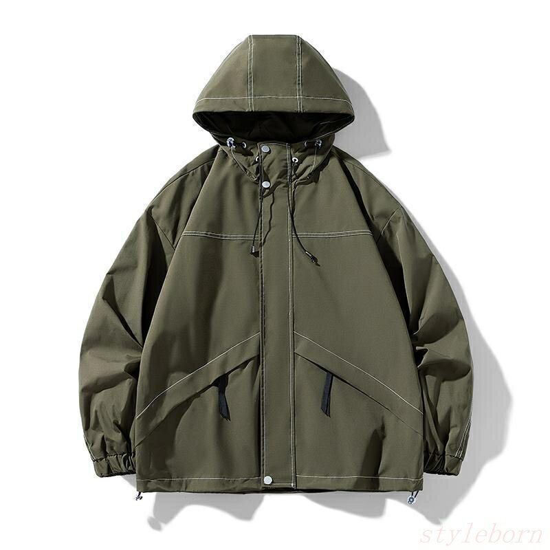 Rakuten - メンズ マウンテンパーカー 登山服 防風 フード付き ハイネック ワーク 作業 おしゃれ 大きい ライトアウター 大きい 秋服 秋服 羽織り