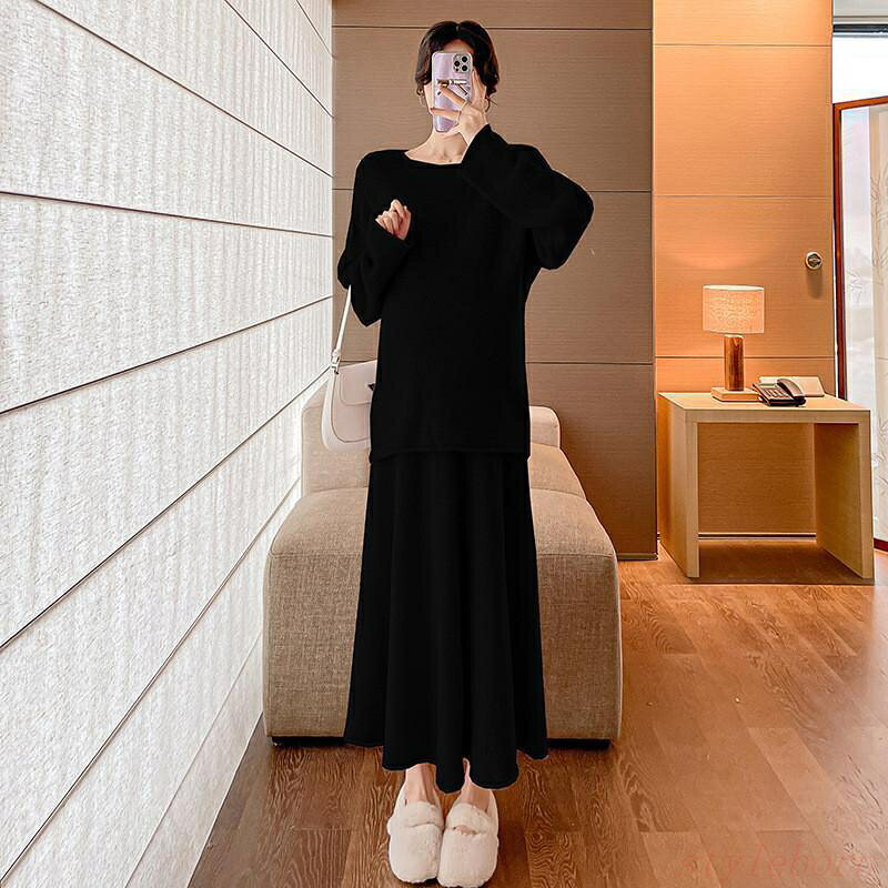 スタイルボーンのセットアップ レディース 秋冬 ニット 卒業式 服 母 長袖 上下セット セーター スカート セットアップ ロング丈 オシャレ カジュアル 七五三｜アングル2