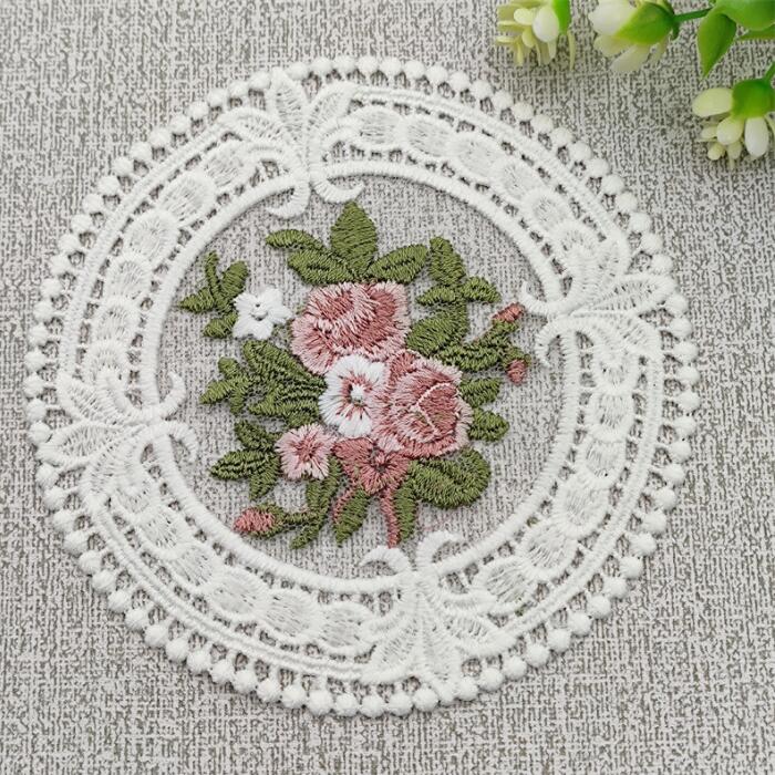 刺繍 レース ドイリー テーブル装飾 花 コースター フラワー アンティーク 風 カフ...