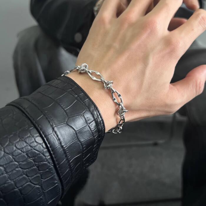 ブレスレット チェーン シルバー サージカルステンレス ジェンダーレス ハイエンド...