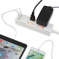 【送料無料・ランキング上位商品】STYLED(スタイルド)雷ガード機能USB充電ポート付電源タップ2ポート合計2.4A出力・コンセント2口2.0miPhone・iPad・Androidスマートフォン(スマホ)・タブレット対応コンセントタップUSBタップ延長コードホワイト