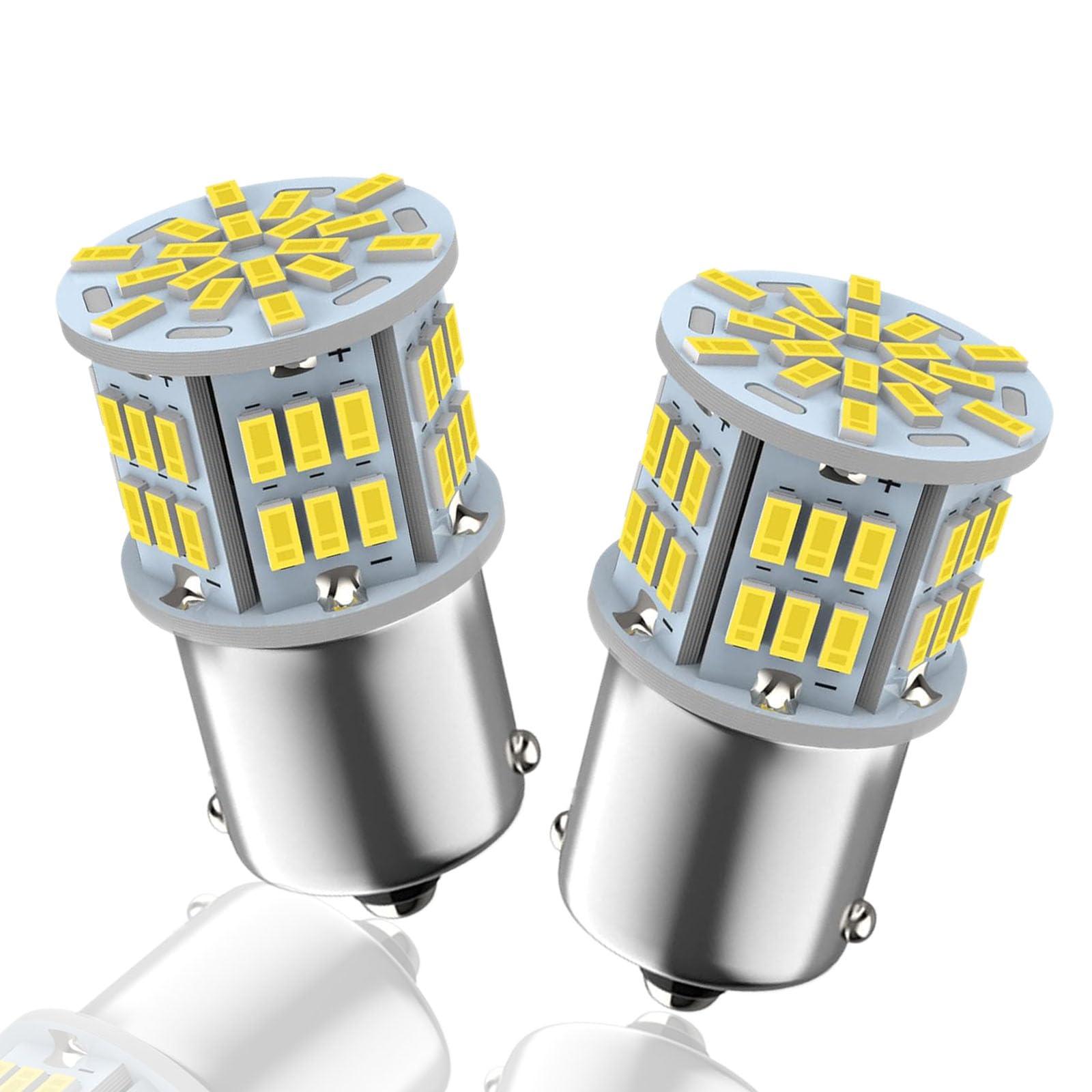 Autart 12V-24V S25 シングル球 ホワイト ピン角180度 （P21W 1156 G18 BA15S) 54連 LEDバルブ 3014SMD 汎用 車用トラック サイドマーカー ウインカー バックランプ ポジション LED ライト 2個セット