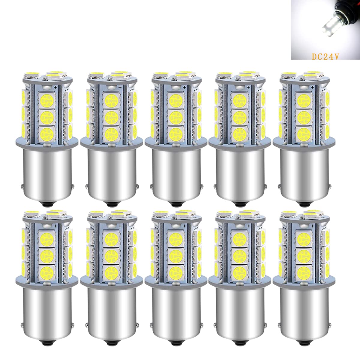 樂天商城 - 24V S25 LED シングル ホワイト バックランプ トラック/バス/大型車両用 G18 爆光