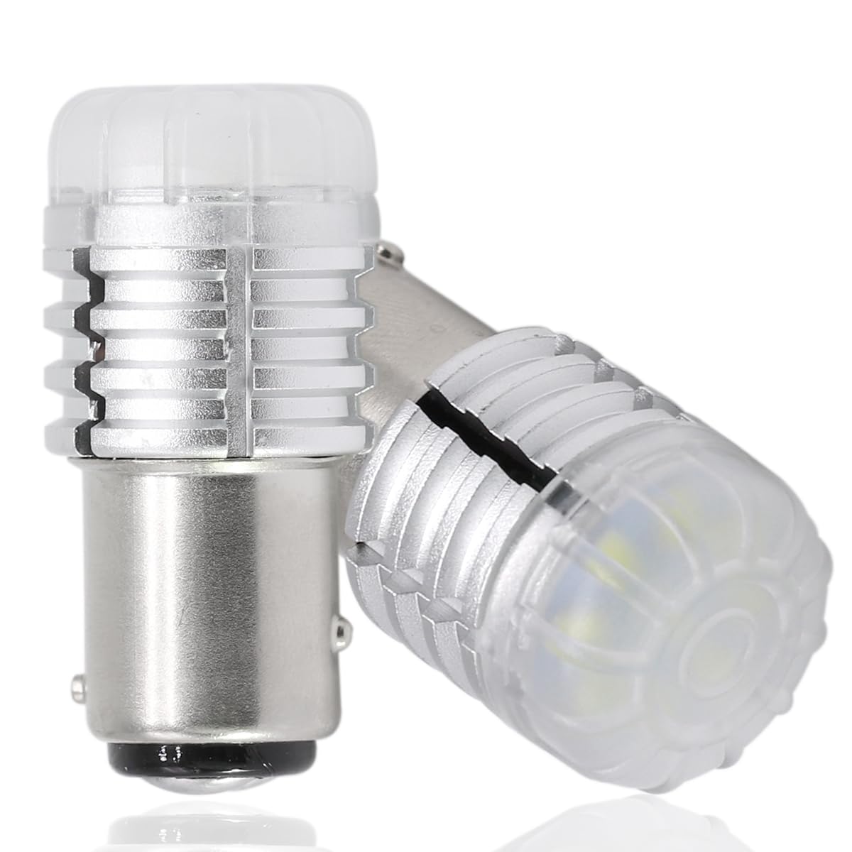 12V-24V S25 ダブル球 ホワイト 超高輝度 LED 段違い180度 (BAY15D/P21) トラック用 ブレーキ/テールランプ