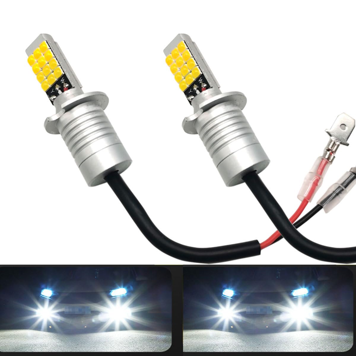 LEDフォグランプ H3 LEDフォグ ホワイト 6000K 車検対応 DC12V 無極性 2個セット