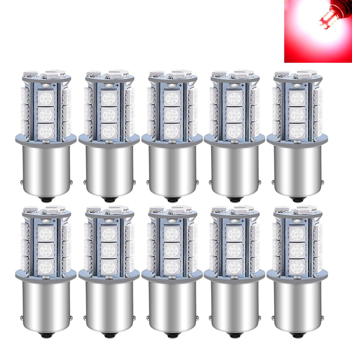樂天商城 - S25 LED シングル 24V レッド トラック サイドマーカー/バックランプ 18連 ピン角180° 無極性 防水 爆光
