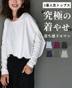 トップス レディース 長袖 カットソー Tシャツ 春 秋 冬 夏 50代 40代 30代 きれいめ 秋冬 累計4344枚完売!モモンガ ブルー レッド 赤 ネイ...