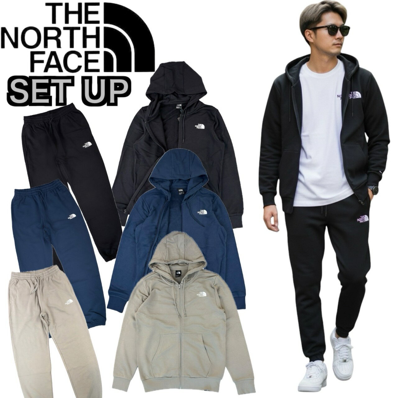 乐天商城 - ザ ノースフェイス The North Face セットアップ NF0A8GQ7/NF0A8C41 ジップアップパーカー スウェット 上下 ボトムス ジョガーパンツ 2点セット THE NORTH FACE