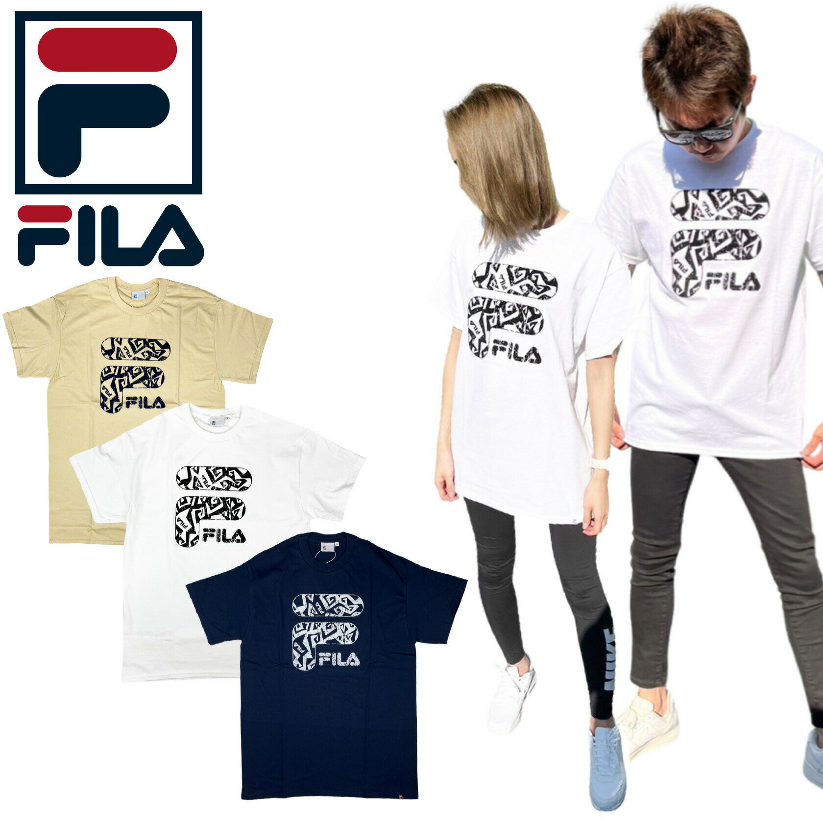 乐天商城 - フィラ Fila 半袖 Tシャツ トップス FS3167 全3カラー ロゴ メンズ レディース クルーネック 学生 FILA カットソー 綿