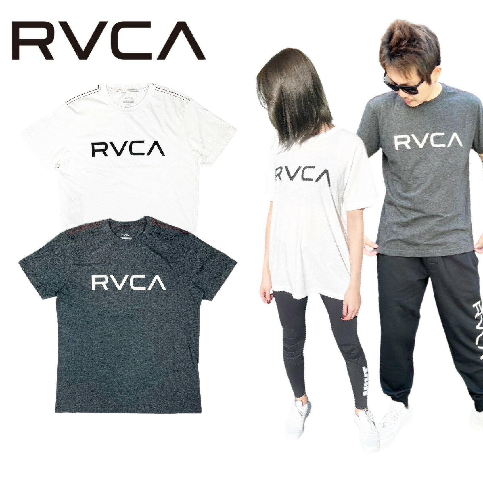 乐天商城 - ルーカ RVCA 半袖Tシャツ M420VRBI メンズ レディース ロゴ トップス クルーネック 丸首 カジュアル BIG RVCA SS TEE