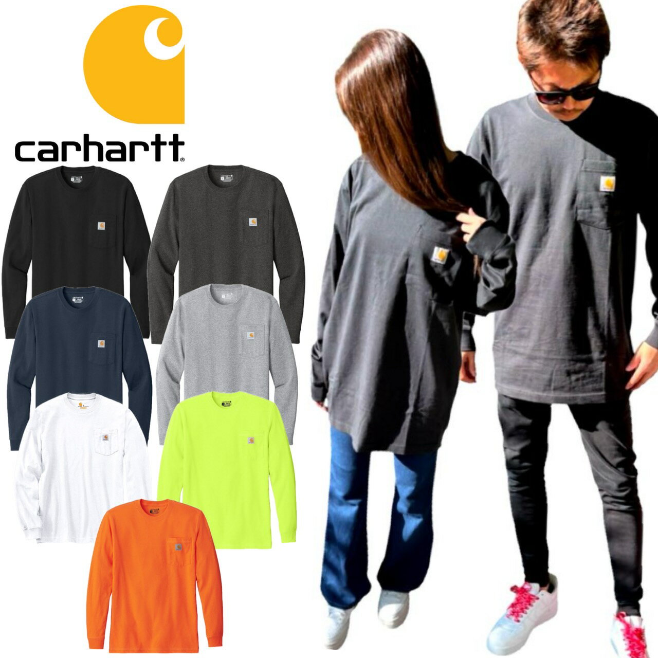 乐天商城 - カーハート CARHARTT 長袖Tシャツ ロンt トップス K126 ロングスリーブ ポケット ロゴ メンズ レディース Workwear Pocket Long Sleeve T-Shirt
