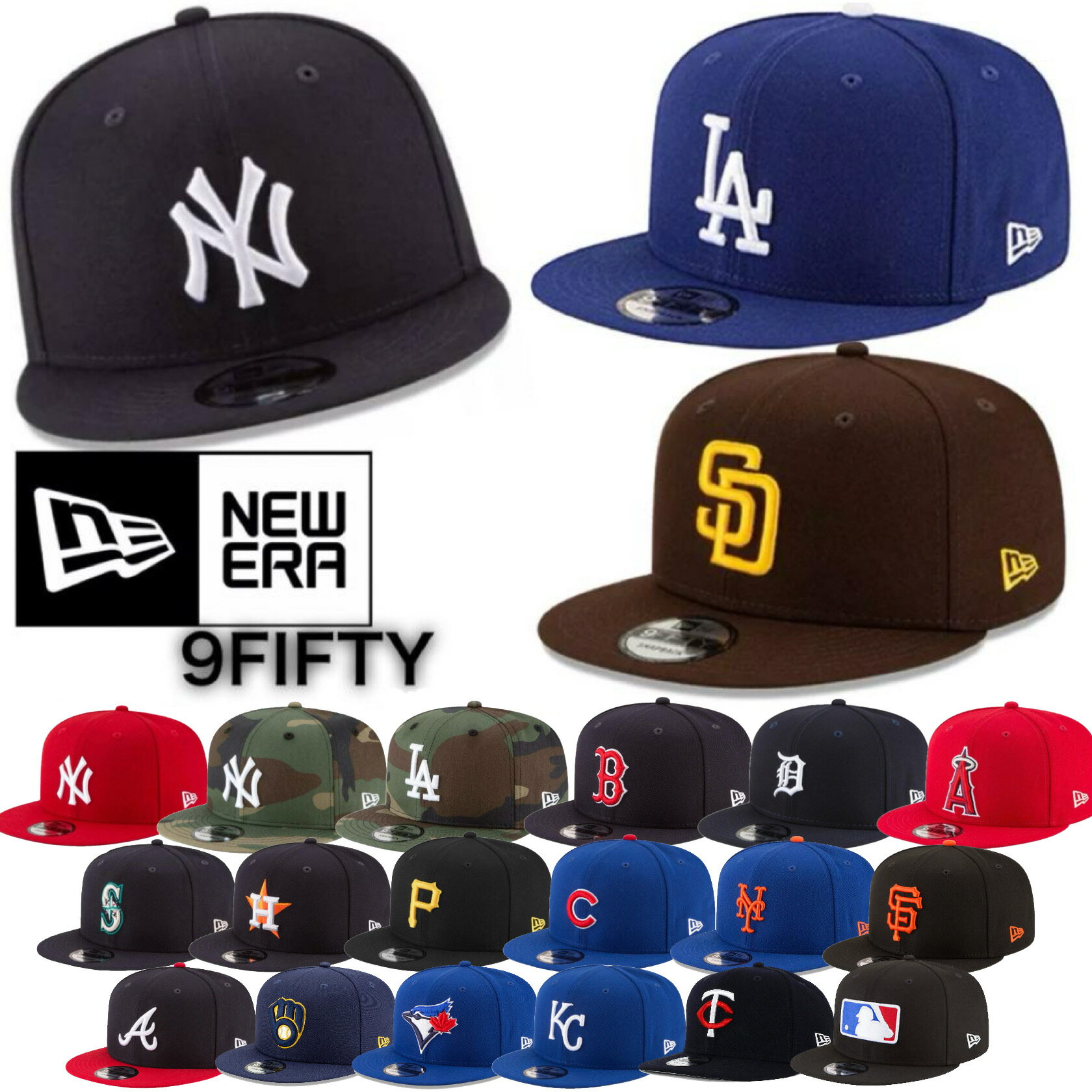 뉴에라 NEWERA 캡 모자 9FIFTY 야구 팀 양키스 다저스 LA 파드레스 레드삭스 화이트 삭스 타이거스 메츠 해적 브레이브스 엔젤스 애슬레 950 원 사이즈 플랫 바이저 스냅 백 메이저 리그 NEWERA
