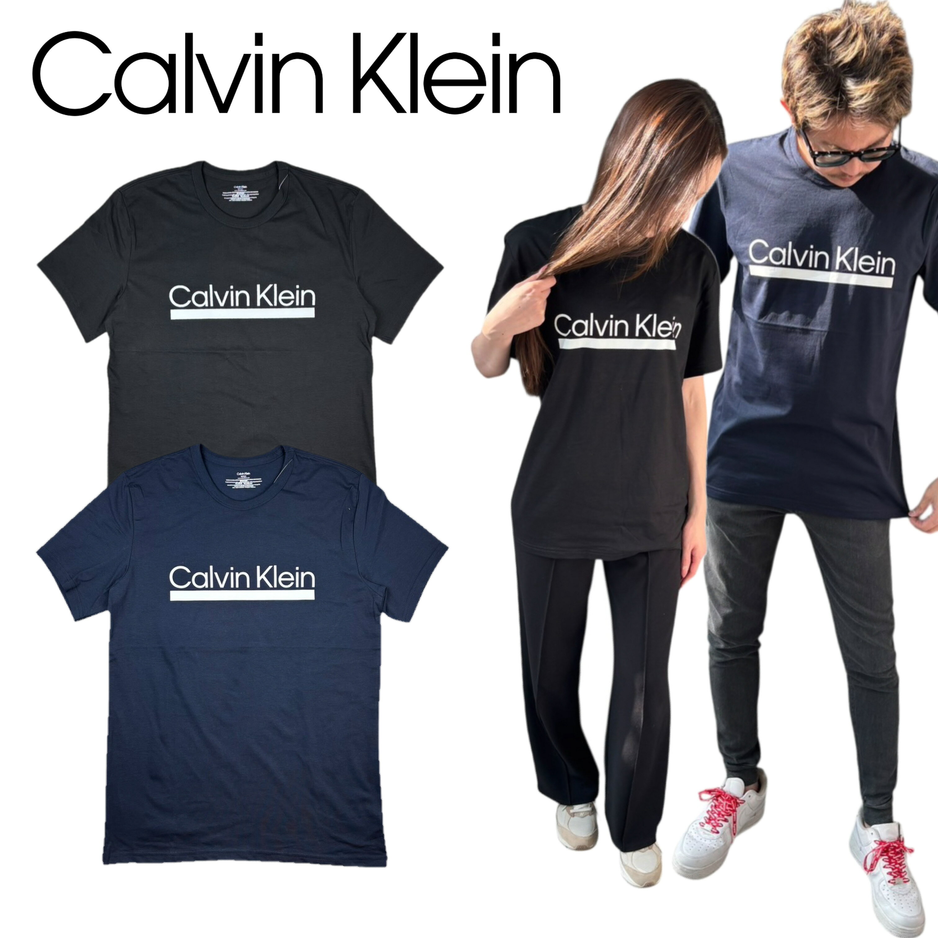 乐天商城 - カルバンクライン calvin klein Tシャツ 半袖 ロゴ NP25410 クルーネック ネイビー ブラック 丸首 メンズ レディース CALVIN KLEIN S/S CREW NECK