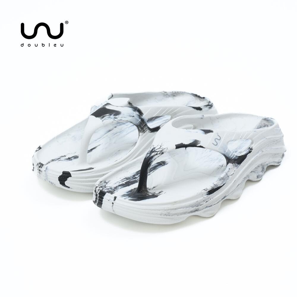 doubleu ダブリュー リカバリー サンダル RIVA (W4) WHITE + BLACK トング型サンダル