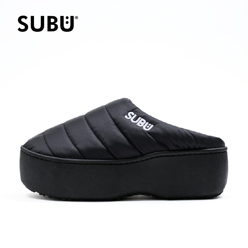 SUBU 厚底 サンダル PLATFORM 26年モデル 起毛 暖かい 防寒 ダウンサンダル キルティング-black