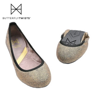 バタフライツイスト SOPHIA BLK/GLD ソフィア 参観日 シューズ ヒール 折りたたみ 靴 Butterflytwist バレエシューズ フラットシューズ ポケッタブル シューズ 携帯スリッパ 靴　高評価