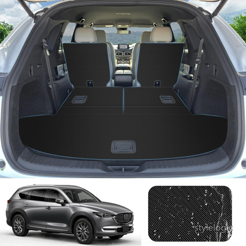 【送料無料】YORKNEIC CX-8 ラゲッジマット KG系 6人乗り H29.12〜 車種専用 背もたれカバー cx8 トランクマット シートバックカバー バックマット 合成革材質 カーゴマット 耐汚れ 防水 二列＆三列背もたれカバー＆ラゲッジマット レバー式 ブラック