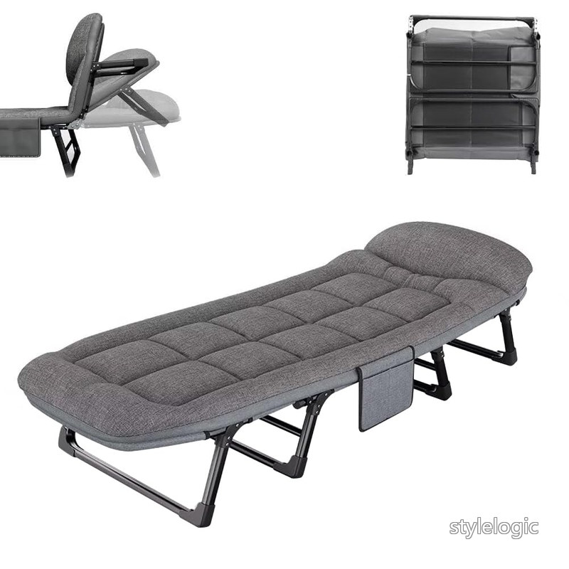 Rakuten - 【送料無料】折りたたみベッド シングル 長190/200CM 軽量 室内外兼用 調整可能 安い 簡易ベッド アウトドア ベッド 折りたたみ 耐荷重 収納便利 工具不要の簡単な取り付け