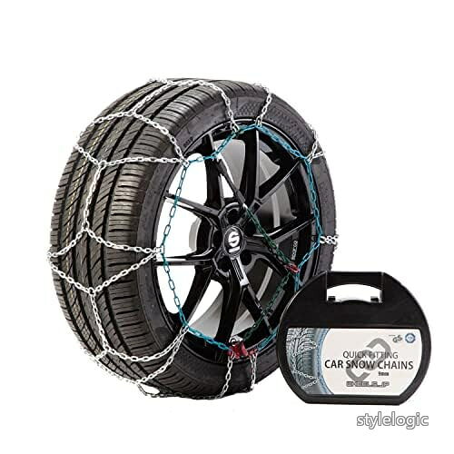 Rakuten - 【送料無料】wheels(ホイールズ） タイヤチェーン スノーチェーン 汎用 金属 車 滑り止め チェーン 12mm 亀甲型 ジャッキ不要 非常用 滑り止め 雪対策 雪道 凍結 コンパクト収納 235/55R19 KN140
