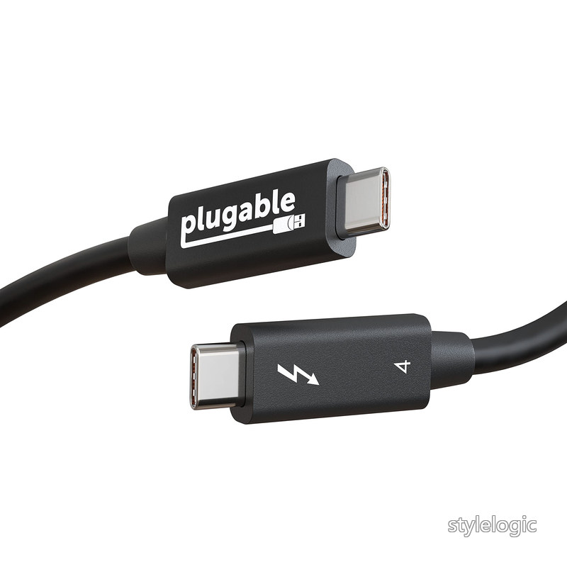 Plugable Thunderbolt 4 ケーブル 40Gpbs 100W (20V5A) 充電対応 1m  4K モニターx2 USB4 Thunderbolt 3 USB-C 互換