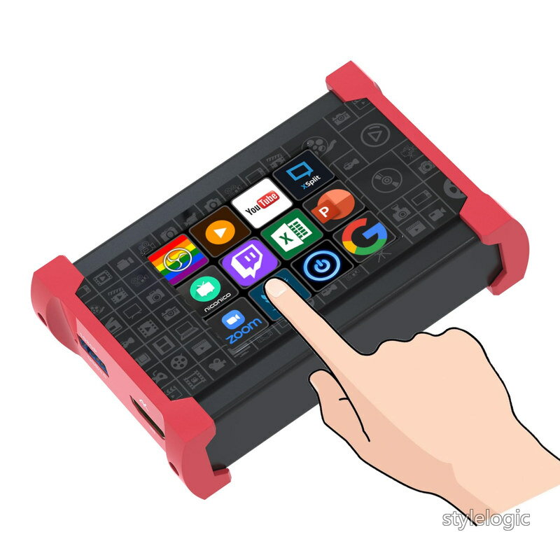 TreasLin ビデオキャプチャーボード、Stream Dock タッチスクリーンスタジオコントローラ付き、OBS、Twitch、YouTubeなどのアプリやソフトウェアでアクションをトリガー、4K HDMIパススルー、1080P 60FPS録画とライブ放送キャプチャーボードと
