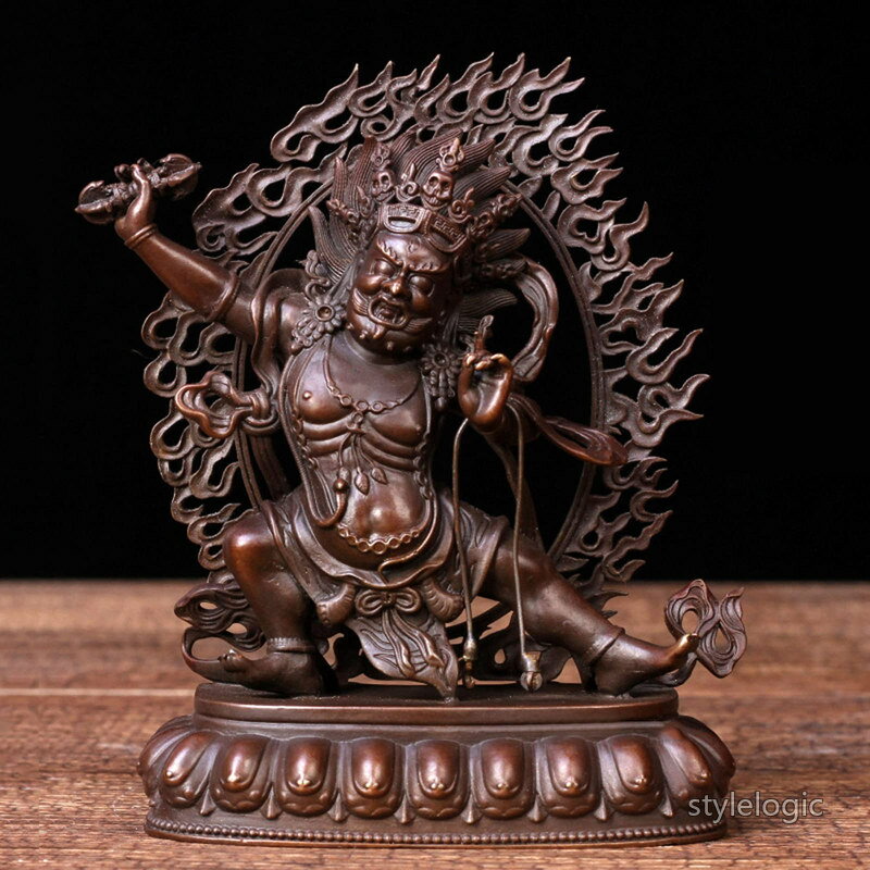 Rakuten - 【送料無料】チベット仏教 置物 神像 美術品 銅製 仏壇仏像 祈る 厄除け 風水 魔除け 開運 運気向上(Size:高さ7.5 x幅5.7 x奥行3 cm)