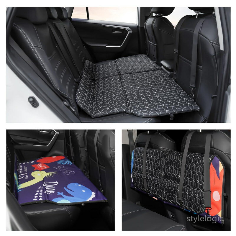 Rakuten - 【送料無料】マット 後部座席 段差解消 折りたたみ式 車用ベッド アウトドア キャンプ 車載 ベッドキット コンパクト収納 仮眠 緊急 災害 防災 グッズ ペットドライブ カー用品 軽自動車 SUV MPV 対応 両面使用 ブラック 1点セット